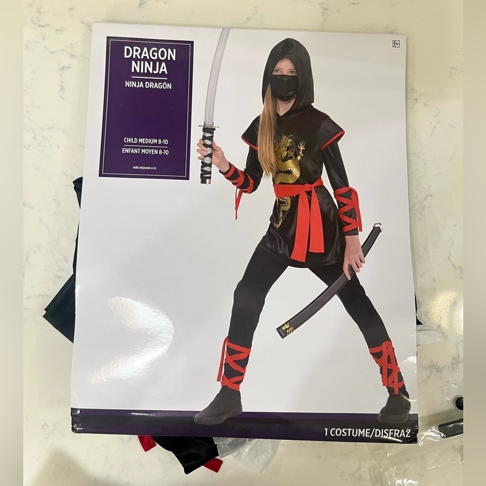 DRAGON NINJA COSTUME FOR KIDS - Black and Red - Picture 5 of 7
